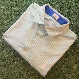 Johnnie-O Men's Performance Golf Shirt Teal Striped Size Small